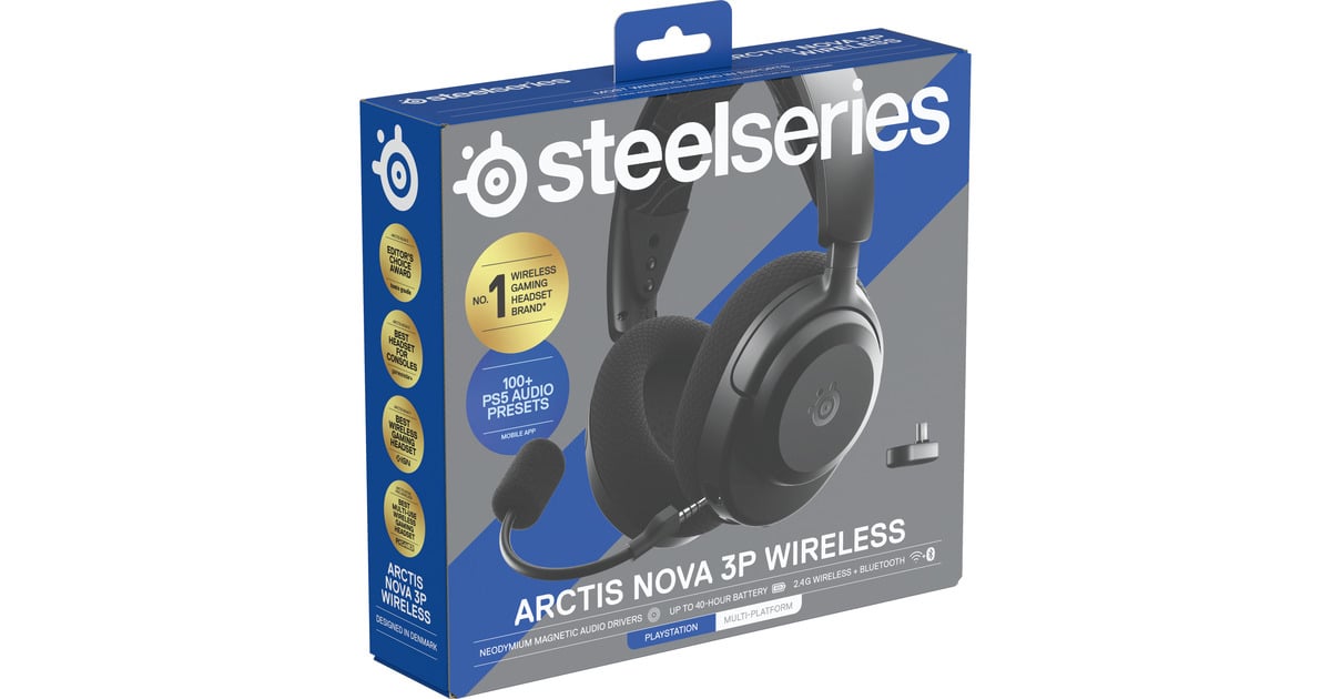 SteelSeries Arctis Nova 3P Wireless over-ear gaming headset Zwart