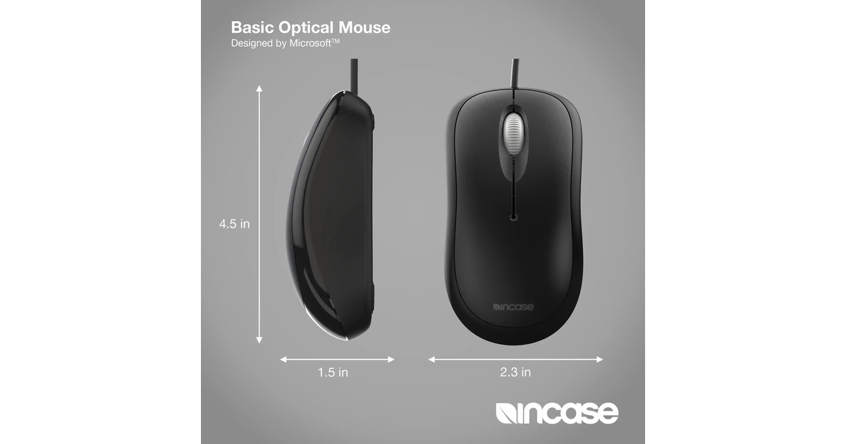 INCASE Designed by Microsoft Basic Optical Mouse Zwart
