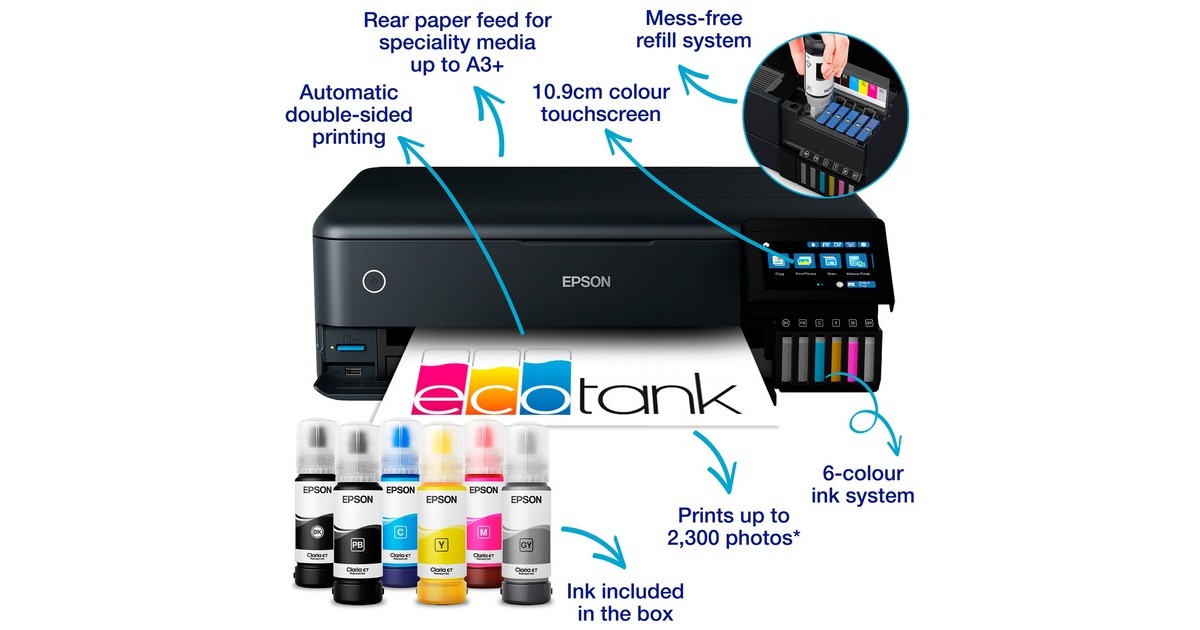 Epson EcoTank ET8550 allinone inkjetprinter Zwart, USB, WLAN, Scannen, Kopiëren