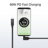 ACT Connectivity USB 3.2 USB-C (recht) naar USB-C (links/rechts haaks) kabel Zwart, 5 Gbit/s, 60W, 1 meter