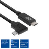 ACT Connectivity USB 3.2 USB-C (recht) naar USB-C (links/rechts haaks) kabel Zwart, 5 Gbit/s, 60W, 1 meter
