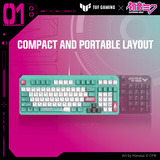 ASUS TUF Gaming K3 Gen II Hatsune Miku Edition RGB mechanisch gaming toetsenbord Turquoise, US lay-out (QWERTY), opto mechanisch, 96%, RGB