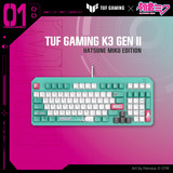 ASUS TUF Gaming K3 Gen II Hatsune Miku Edition, gaming toetsenbord Turquoise/wit, US lay-out, opto mechanisch, 96%, RGB