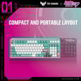 ASUS TUF Gaming K3 Gen II Hatsune Miku Edition, gaming toetsenbord Turquoise/wit, US lay-out, opto mechanisch, 96%, RGB