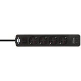 Brennenstuhl Ecolor 4-voudige stekkerdoos met 2 USB-laadaansluitingen stekkerdoos Wit/zwart, 2x USB-C