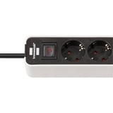Brennenstuhl Ecolor 4-voudige stekkerdoos met 2 USB-laadaansluitingen stekkerdoos Wit/zwart, 2x USB-C