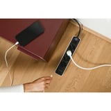 Brennenstuhl Ecolor 4-voudige stekkerdoos met 2 USB-laadaansluitingen stekkerdoos Wit/zwart, 2x USB-C