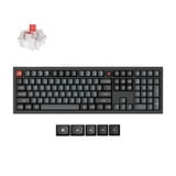 Keychron V6W-D1 8K QMK Wired Custom Mechanical Keyboard, toetsenbord Zwart, US lay-out, Keychron Super Red, RGB leds, Double-shot PBT, hot swap, 8K, Knop