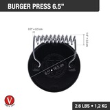 Victoria Burger press 16,5 cm, Seasoned pers Zwart/zilver, Color packaging