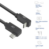 ACT Connectivity USB 3.2 USB-C (omhoog/omlaag haaks) naar USB-C (links/rechts haaks) kabel Zwart, 10 Gbit/s, 60W, 1 meter