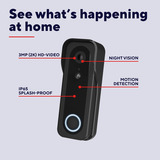 Trust DOORCAM-3000 Slimme WiFi deurbelcamera Zwart, 2.4 GHz wifi