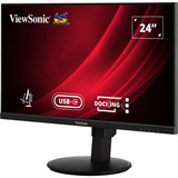 ViewSonic VG2409U-2 Ergonomische Docking Monitor 24" Zwart (mat), 1x DisplayPort, 1x HDMI, 1x USB-C, 2x USB-A, 1x RJ-45
