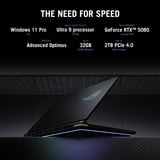 ASUS ROG Strix G16 G615LP-S5087W 16"  gaming laptop Zwart/grijs | Core Ultra 9 275HX | RTX 5070 | 32 GB | 1 TB SSD