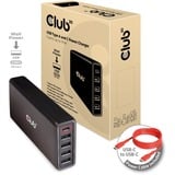 Club 3D 111W Power Delivery oplader Zwart, 1x USB-C, 4x USB-A