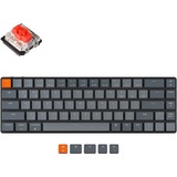 Keychron K7-A1, toetsenbord Zwart/grijs, US lay-out, Gateron Low Profile Mechanical Red, white leds, 65%, ABS, Bluetooth 5.1