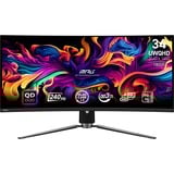 MSI MPG 341CQPX QD-OLED 34.18" Curved UltraWide gaming monitor Zwart, 2x HDMI, DisplayPort, 2x USB-A, USB-B, USB-C, Adaptive-Sync, 240 Hz