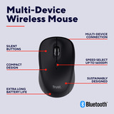 Trust Yvi+ Draadloze Muis Compact Zwart, 800-1600 Dpi, 2.4GHz, Bluetooth, Stille Knoppen 