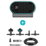 GARDENA AquaBloom Set L voor bewatering op zonne-energie besproeiingscomputer Grijs/turquoise, Automatisch besproeiingssysteem, accu inbegrepen