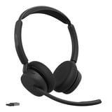 Jabra Evolve3 45 MS on-ear headset Zwart, USB-A with Dongle, Bluetooth 5.3