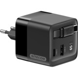 Sitecom 65W GaN Power Delivery Wall Charger with retractable cable Zwart
