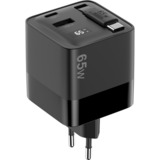 Sitecom 65W GaN Power Delivery Wall Charger with retractable cable Zwart