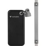 Verbatim Pocket 1 TB externe SSD Zwart/grijs, USB-C 3.2 Gen 2 (10 Gbit/s), Incl. met sleutelhanger en kabelbevestiging