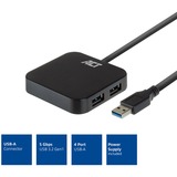 ACT Connectivity USB Hub 4 Port met stroomadapter usb-hub Zwart