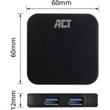 ACT Connectivity USB Hub 4 Port met stroomadapter usb-hub Zwart