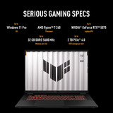 ASUS TUF Gaming A18 FA808UM-S8132W 18"  gaming laptop Zwart/grijs | R7 260 | RTX 5060 | 16 GB | 512 GB SSD
