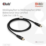 Club 3D MiniDisplayPort naar MiniDisplayPort DP80 bidirectioneel kabel Zwart, 1 meter, Vesa-gecertificeerd