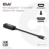 Club 3D Mini DisplayPort 1.4 naar HDMI 8K60Hz M/F Adapter Zwart