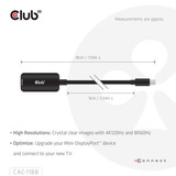 Club 3D Mini DisplayPort 1.4 naar HDMI 8K60Hz M/F Adapter Zwart