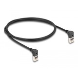 DeLOCK RJ45 Network Cable Cat.6A S/FTP Slim 90° upwards / upwards angled 1 m kabel Zwart