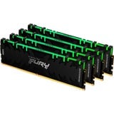 Kingston FURY 32 GB DDR4-3600 Quad-Kit werkgeheugen Zwart, KF436C16RBAK4/32, Renegade RGB, XMP