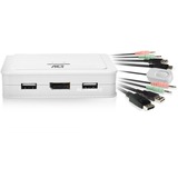 ACT Connectivity DisplayPort 4K KVM switch met vaste kabels kvm-switch Wit