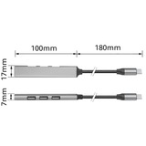 ACT Connectivity USB-C hub, 3x USB-A 2.0 en 1x USB-A 3.0 usb-hub Aluminium