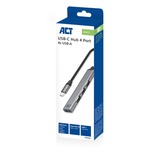 ACT Connectivity USB-C hub, 3x USB-A 2.0 en 1x USB-A 3.0 usb-hub Aluminium