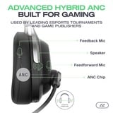 AceZone A-Spire Wireless Hybrid ANC  over-ear gaming headset Zwart/groen, PC, PS4, PS5, Xbox Series X|S, Switch, Mobile