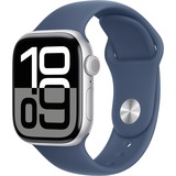 Apple Watch Series 10 smartwatch Zilver, Aluminium, 42 mm, sportbandje denim S/M