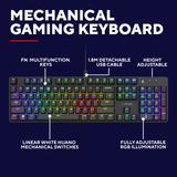 Trust GXT 871 Zora Mechanisch gaming toetsenbord Zwart, US lay-out, Huano Red, met RGB-Verlichting