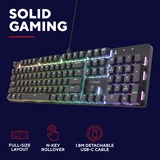 Trust GXT 871 Zora Mechanisch gaming toetsenbord Zwart, US lay-out, Huano Red, met RGB-Verlichting