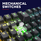 Trust GXT 871 Zora Mechanisch gaming toetsenbord Zwart, US lay-out, Huano Red, met RGB-Verlichting