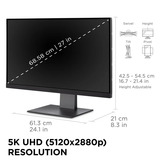 ViewSonic VP2788-5K Mac-Compatible 27" 4K UHD monitor Zwart, 2x Thunderbolt 4, 1x HDMI, 1x DisplayPort, USB-A, USB-C