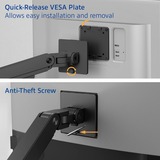ACT Connectivity Monitorarm office premium, gasveer, paalbevestiging, 2 monitoren Zwart
