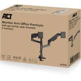 ACT Connectivity Monitorarm office premium, gasveer, paalbevestiging, 2 monitoren Zwart
