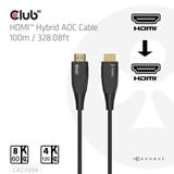 Club 3D Actieve optische HDMI kabel Zwart, 100 meter