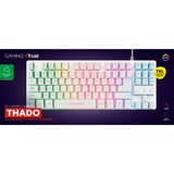 Trust GXT 833W Thado, gaming toetsenbord Wit, US lay-out, Membraan, TKL, RGB