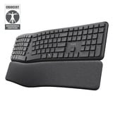 Trust Keyra Draadloos ergonomisch toetsenbord Zwart, US lay-out, Bluetooth / 2.4G USB