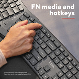 Trust Keyra Draadloos ergonomisch toetsenbord Zwart, US lay-out, Bluetooth / 2.4G USB