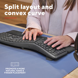 Trust Keyra Ergonomisch draadloos toetsenbord Zwart, US lay-out, 2.4 GHz USB | Bluetooth